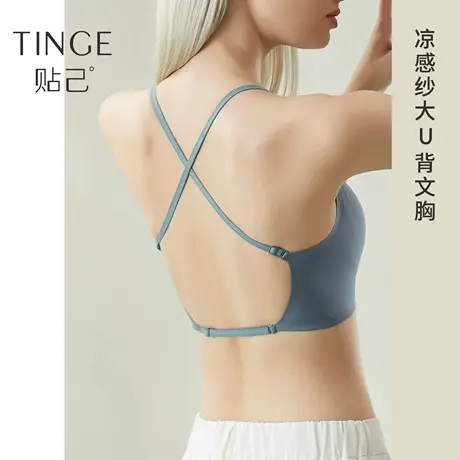 TINGE冰丝凉感大U美背文胸带胸垫一体露脐吊带打底抹胸内衣女外穿商品大图