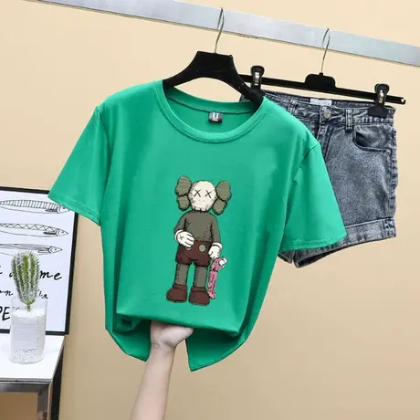 韩版大码女装夏季短袖t恤2024年胖mm宽松新款白色半袖ins上衣服潮图片