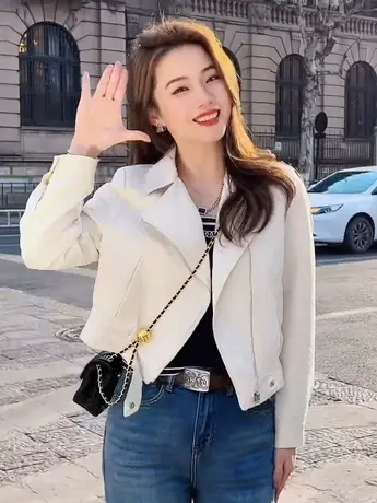 皮衣女装2023年春装新款韩版时尚小个子爆款高级感夹克上衣百搭潮图片