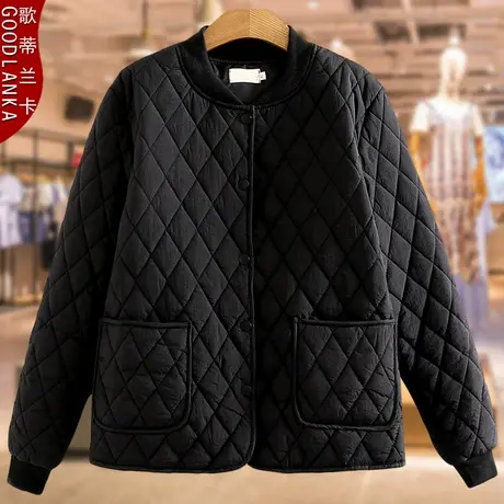 大码中年妈妈冬季羽绒棉服宽松时尚中老年女立领加厚保暖棉衣外套商品大图