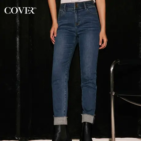 COVER2023冬季九分直筒翻边抗菌烟管裤商品大图