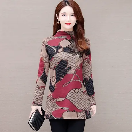 高领打底衫女士秋冬大码2023年新款长袖洋气内搭加绒加厚上衣t恤图片