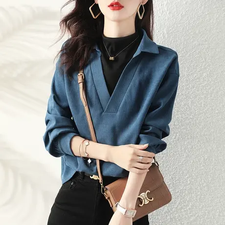 德绒打底衫女秋冬2023新款时髦时尚洋气冷淡系高级感上衣长袖t恤商品大图