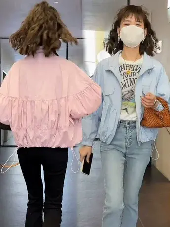 欧货风衣外套女抽褶设计感上衣2023年春季新款设计感小众工装夹克商品大图