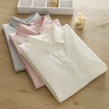 防走光纯棉白衬衫女长袖2023新款春秋气质工装工作服正装上衣衬衣图片