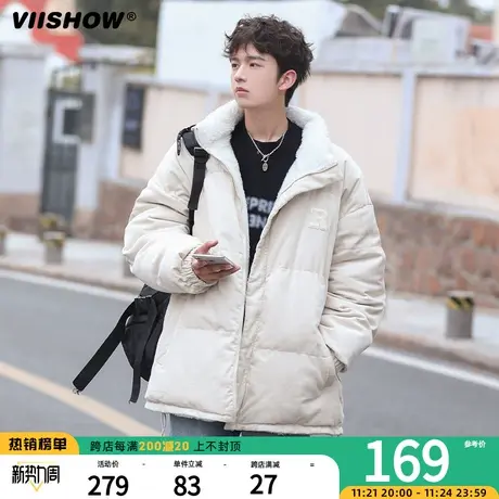 VIISHOW棉服男外套两面穿加绒加厚宽松休闲立领冬季短款ins潮牌商品大图