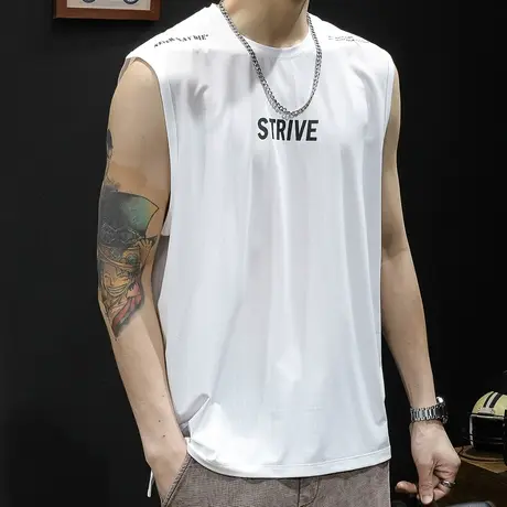 冰丝冰感t恤背心男夏季坎肩男士无袖跨栏运动健身篮球男款速干夏图片