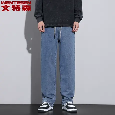 秋季新款潮牌宽松直筒牛仔裤男款休闲时尚男裤韩版潮流男士长裤子商品大图