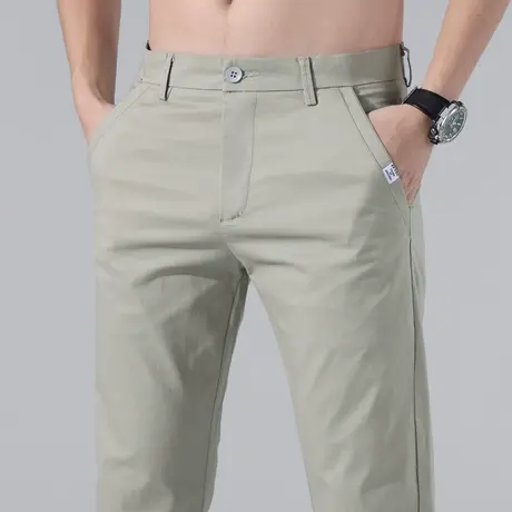 夏季薄款纯棉休闲长裤子男士夏装上班工作服空调凉凉快西裤男裤子商品大图