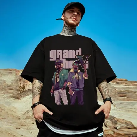 美式潮牌宽松T恤胖子短袖男加肥加大五分袖纯棉嘻哈大码男装夏季图片