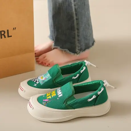 懒人一脚蹬玛丽珍单鞋女2023夏季新款厚底百搭小众涂鸦休闲乐福鞋商品大图