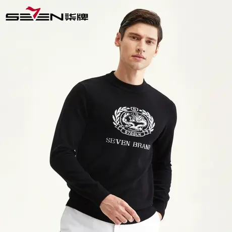 柒牌男装毛衫秋冬新品时尚青年休闲内搭绵羊毛打底衫男士毛衣图片