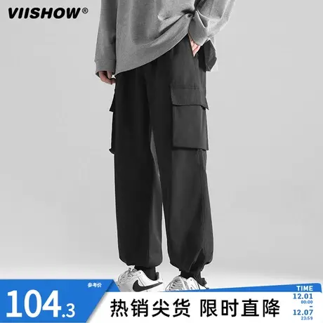 VIISHOW冬季新款工装长裤子男港风日系宽松直筒显高气质百搭休闲商品大图