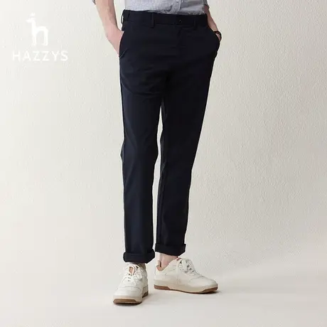 Hazzys哈吉斯春季新款男士长裤休闲裤韩版小千鸟直筒裤宽松裤子潮图片