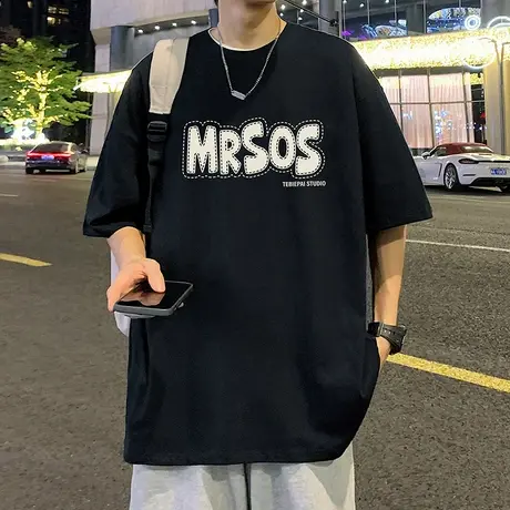 纯棉短袖t恤男夏季美式oversize上衣潮牌半袖宽松2025新款体恤衫商品大图