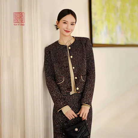 EP雅莹高端系列 优雅针织花呢礼服小香风外套 2023秋冬新款1225A图片