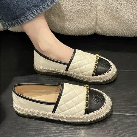 懒人外穿厚底包头半拖鞋女2024夏季新款小香风一脚蹬拼色渔夫鞋子商品大图