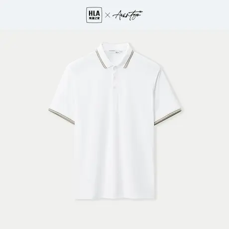 HLA/海澜之家轻商务POLO衫2023春夏新款吸湿速干撞色线条短袖男图片