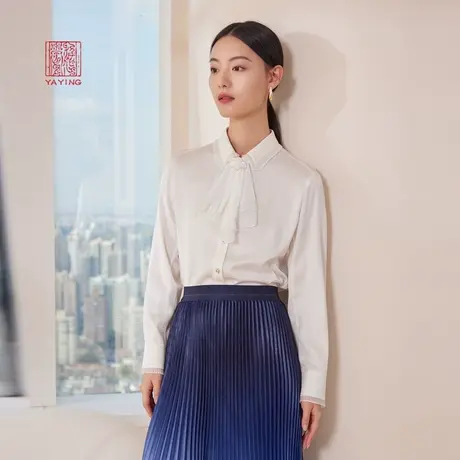 [真丝系列]EP雅莹高端系列 优雅蚕丝白色衬衫 2023新款2109A图片