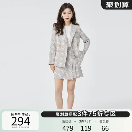 Roem格子图案商场同款新品韩式简约格纹中性阔版商务休闲潮西装图片