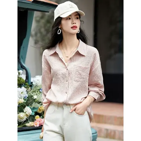时尚气质通勤翻领长袖衬衫女士2023年秋季新款百搭温柔上班族上衣商品大图