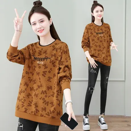 宽松圆领卫衣女春秋2023年新款爆款时尚休闲字母上衣显瘦外套长袖图片