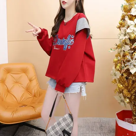 设计感卫衣女2023早秋新款宽松慵懒风短款小个子春秋薄款上衣外套图片