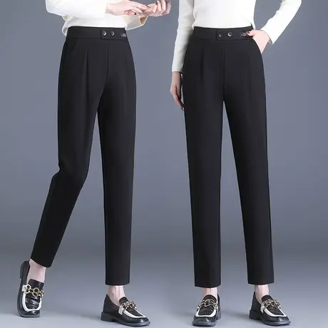 高腰哈伦裤女2023新款秋季黑色直筒西裤韩版显瘦烟管裤百搭休闲裤图片