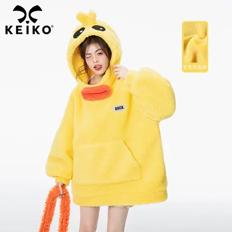 细腻软糯羊羔毛卫衣女加绒加厚2022冬季新款韩版宽松毛茸茸外套图片