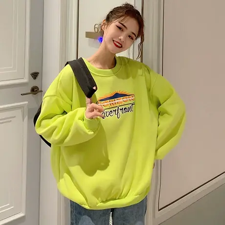 卫衣女2019新款潮秋冬季韩版学生宽松百搭加绒加厚ins超火cec外套商品大图