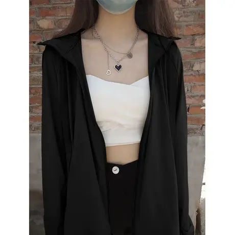 夏季薄款防晒衣女2023年新款连帽宽松拉链防晒服外套冰丝开衫上衣图片