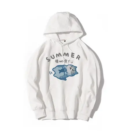 秀洛上班打卡偷懒摸鱼卡通猫咪帽衫宽松套头卫衣男秋冬加绒情侣装图片