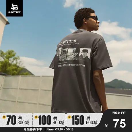 Lilbetter梵高联名自画像男生短袖t恤2023新款半袖上衣纯棉五分袖图片