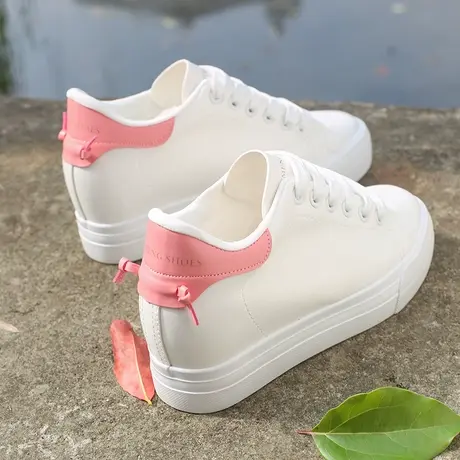 2023秋季新款皮面小白鞋厚底内增高7cm女鞋韩版棉鞋学生帆布鞋女商品大图