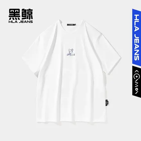 黑鲸HLAJEANS海澜之家旗下潮牌夏季简约圆领短袖t恤男士潮流宽松商品大图