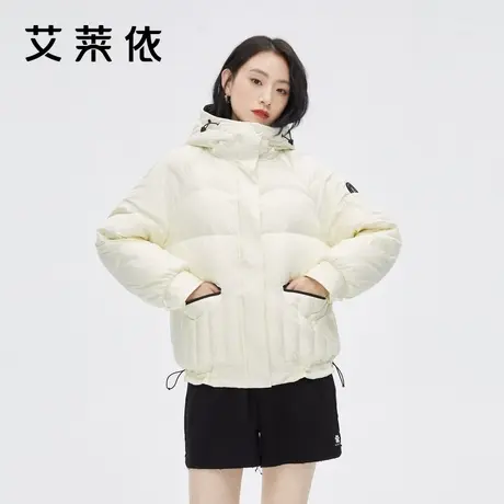 艾莱依短款羽绒服女2022年秋冬季新款时尚撞色设计感小众鸭绒外套商品大图