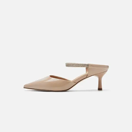 Nine West/玖熙2025年夏季新款包头凉鞋女尖头漆皮高跟通勤凉鞋女图片