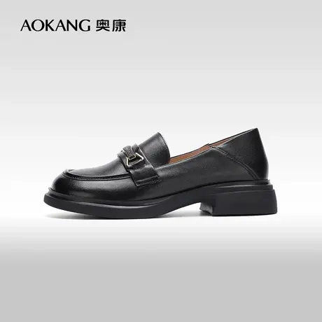【门店发货】奥康女鞋 2024春秋季简约百搭乐福鞋浅口小皮鞋图片