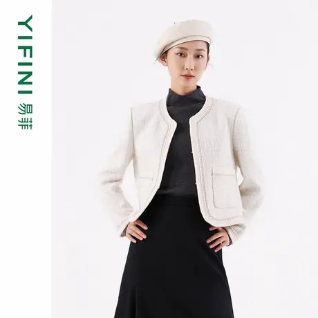 [专柜同款]Yifini/易菲小香风气质优雅宽松短款外套高级感上衣女图片