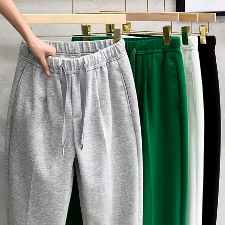 高级感休闲裤男九分直筒22春秋季新款韩版休闲轻运动宽松垂感卫裤图片