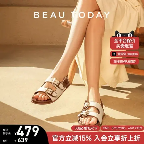 BeauToday复古勃肯凉鞋女款2025新款夏季休闲凉鞋BT真皮度假凉鞋图片