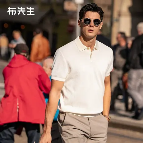 MrBu布先生轻商务纯色翻领针织T男2025春夏弹力透气短袖AT11827商品大图