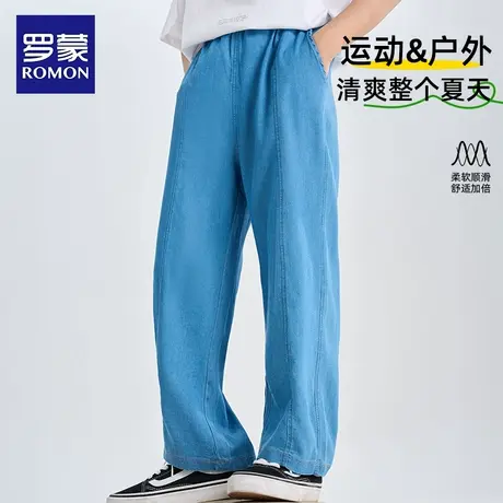 罗蒙童装男童裤子夏季儿童防蚊裤2025新款运动裤女童薄款牛仔裤图片