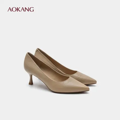 奥康 女鞋春秋新款高跟鞋不累脚简约尖头职场百搭优雅浅口单鞋图片