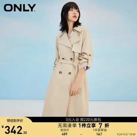 ONLY奥莱夏季时尚通勤收腰系带中长款风衣外套女商品大图