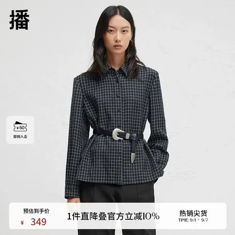 播2024冬季新款文艺复古格子衬衫女休闲宽松外套DDR4CD5088商品大图