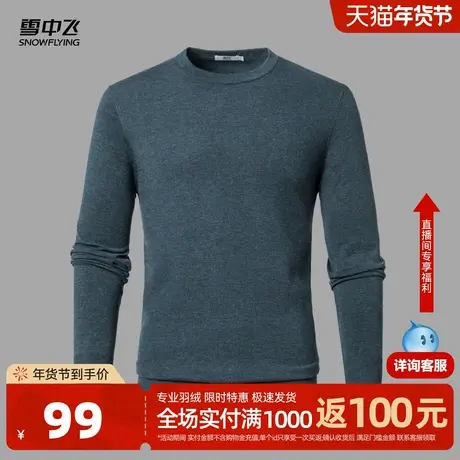 雪中飞26春新款男士圆领针织衫纯色直筒简约大气舒适百搭休闲W图片