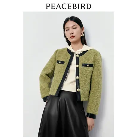 【商场同款】太平鸟女装2023冬季新款小香风PU边短外套A1BBD4353图片