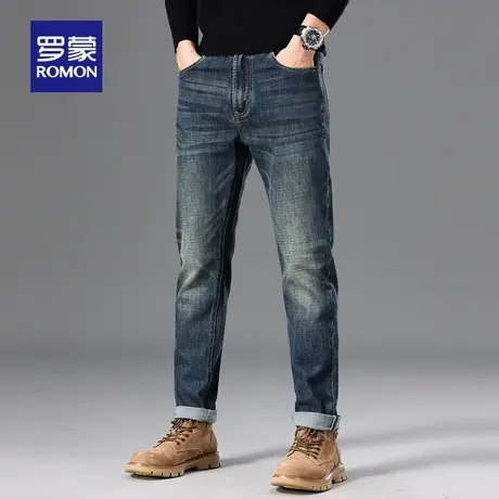 罗蒙男士牛仔裤2023秋季新款简约百搭时尚锥形裤潮流复古休闲长裤图片