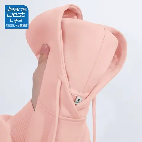 真维斯LIFE粉色卫衣女2023新款爆款中学生宽松休闲外套oversize潮商品大图